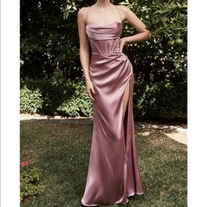 lady black tie (cinderella divine) yvonne satin corset dress in mauve